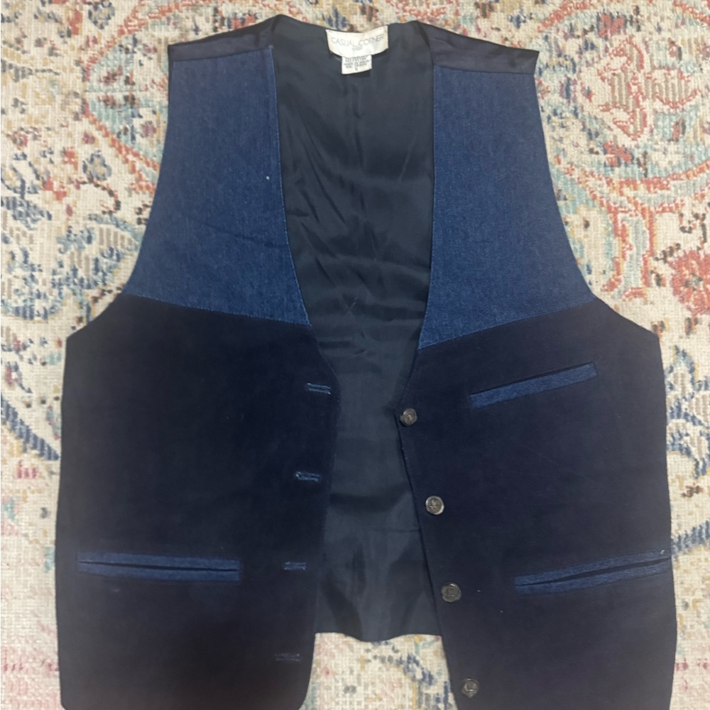 vintage casual corner, suede leather denim vest